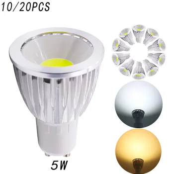 

10 pieces led bulb light GU10 socket 5w cob spotlight AC220v 240V 3000K 6500K warm white cold white led lamp for home lighting