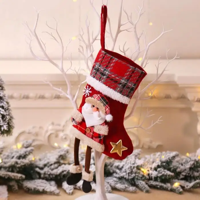 1 шт. рождественские чулки милые длинные ножки кукольные носки Санта-Клаус контейнер для сладостей Подарочная сумка Детские новогодние
