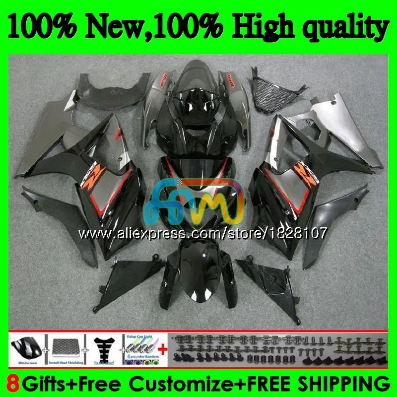 Корпус для SUZUKI 1000CC GSXR-1000 K7 GSX-R1000 GSXR 1000 серебряный черный 07 08 43BS. 32 GSXR1000 GSX R1000 2007 2008 07 08 обтекатели