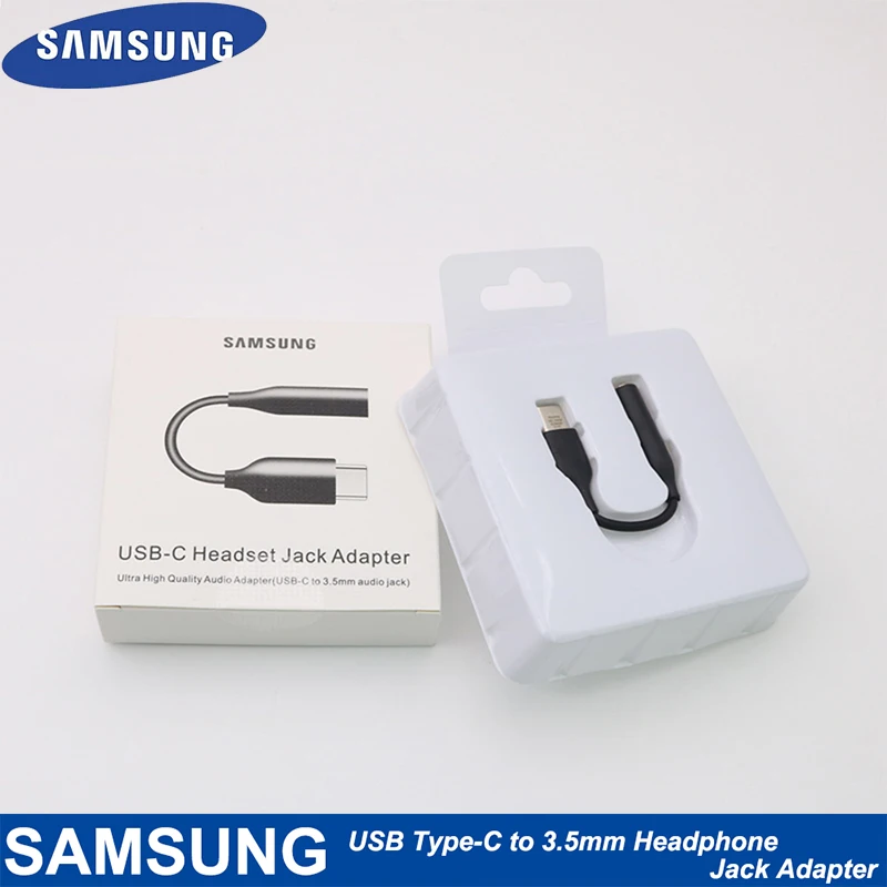 100% Samsung USB Type-C Male To 3.5mm Earphone AUX Audio Cable USB C to 3.5 Adapter Converter For GALAXY A8+ 2018 Note10 Pro cell phone plug adapter Adapters & Converters