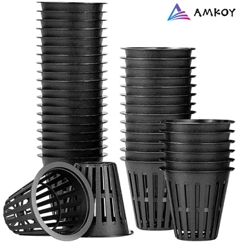 

12/50/100 Mesh Pot Net Cup Basket Hydroponic System Garden Plant Grow Vegetable Cloning Foam Insert Seed Germinate Nursery Pots