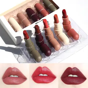 

2g*5pcs Waterproof Long Lasting Velevt Smooth Lip Gloss Balm Capsule Cosmetics Makeup Matte Lipstick Lip Lipstick Mini Non- F9U1