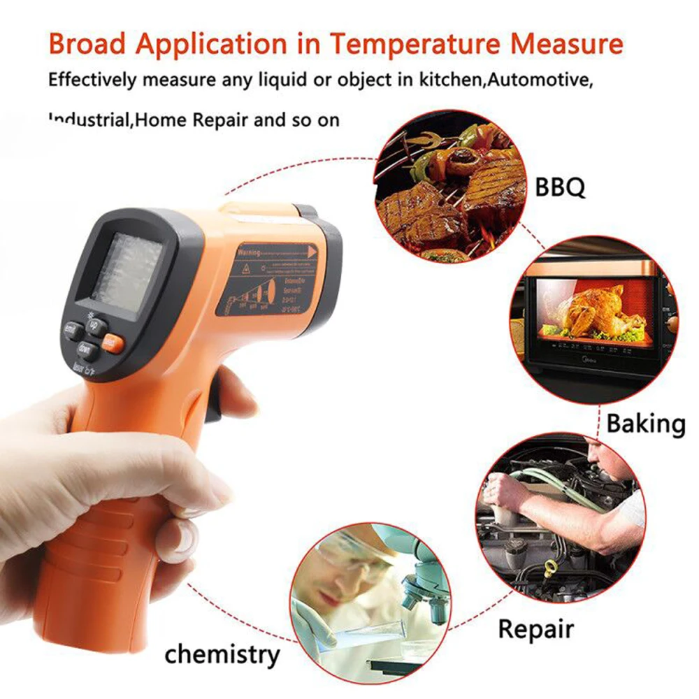 Цифровой инфракрасный термометр RuoShui Бесконтактный пирометр ИК лазерный измеритель температуры инструмент ЖК-дисплей C/F Выбор термометр