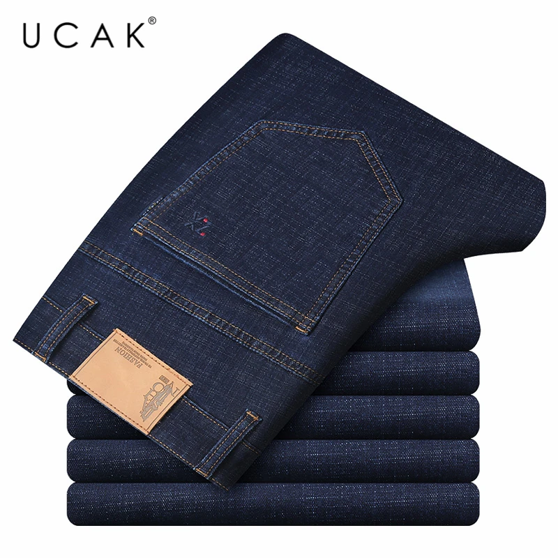 

UCAK Brand 2020 New Men's Loose Elastic Jeans Fashion Business Classic Style Jeans Denim Pants Streetwear Trousers Male U2033