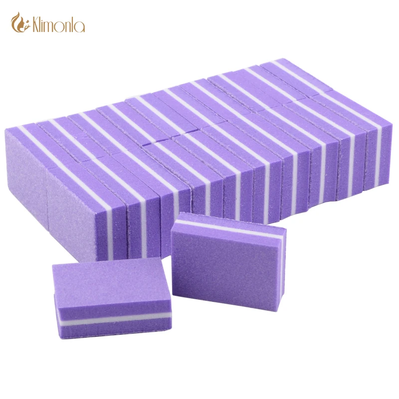 

20Pcs/Lot Mini Sponge Nail File 100/180 Grit Purple Board Block Square Files Double sided Pedicure Manicure Tool Accessories