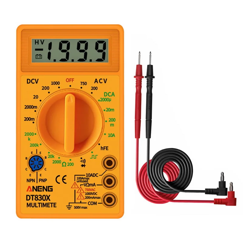 DT830B цифровой мультиметр с ЖК-дисплеем, вольтметр, амперметр, Омметр, DC10V~ 1000V 10A AC 750 V, тест er, тест - Цвет: DT830X Yellow