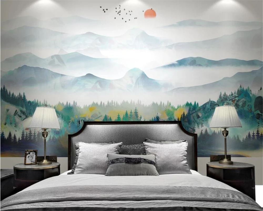 Beibehang カスタム壁紙自然ミスト松林インク風景壁画大カスタム背景の壁の壁画 3d 壁紙 Custom Wallpaper 3d Wallpaperwallpaper Abstract Aliexpress