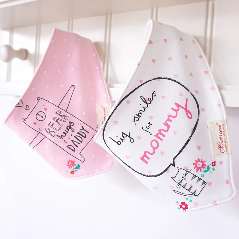 

2Pcs/Lot Adjustable Cartoon Baby Cotton Bibs Newborn Drooling Triangle Scarf Baby Bibs Feeding Drooling Burp Cloths Accessories