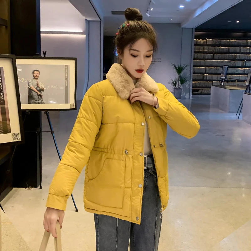 yellow winter coat Luzuzi новое специальное предложение женская зимняя хлопковая короткая уплотненная куртка в Корейском стиле; свободные хлопчатобумажное пальто студент хлеб - Цвет: yellow winter coat