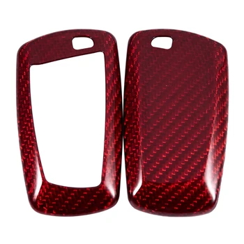 

Premium Real Carbon Fiber Red Case Cover Fit for BMW 1/2/3/4/5/6 Key Fob Remote