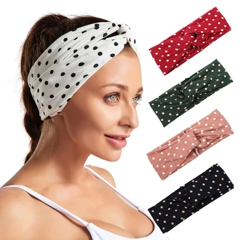 

Polka Dot Cross Twist Wide Headband Elastic Hairband Sport Yoga Turban Headwrap Women Korean Hair Bands Girls Hair Accessories