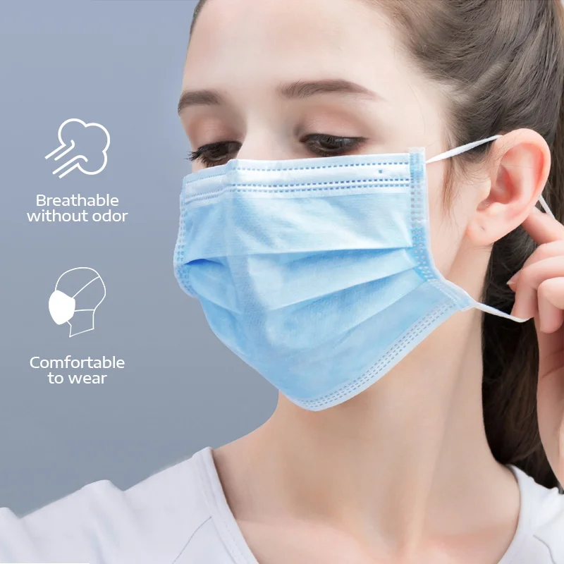 

3 ply Blue Mask Anti-Dust Disposable Salon Earloop Face Mouth Masks Facial Mask Essential For Going Out