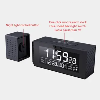 

7 Color Night Light Alarm Clock for Bedroom with FM Thermometer IR USB Charger 35ED