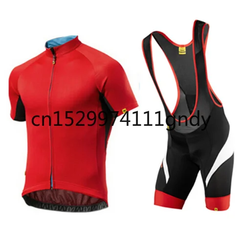 

2020 Mavic Men Red Cycling Jersey Set Summer Cycling Short Sleeves Jerseys Bibs Shorts Breathable Quick Drying Cycling Clothing