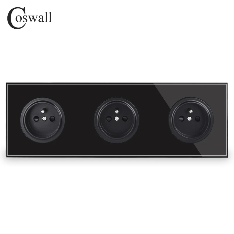 Coswall панель из закаленного стекла 16А, тройная французская стандартная настенная розетка с заземлением и защитным замком для детей