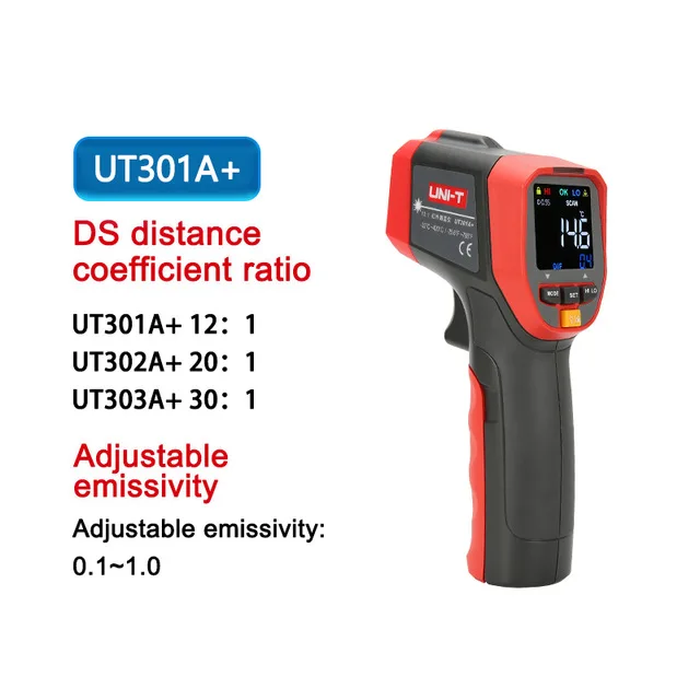Uni-t инфракрасный термометр Dital термометр бесконтактный инфракрасный локатор орудийного расчёта UT302A+ высокоpecision промышленный тестер температуры - Цвет: UT301A PLUS