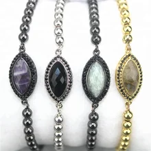 Adjuistable 10 шт./лот semigemstone разъем браслет, Медные шарики cz браслеты с подвесками, браслет, ювелирное изделие, опт