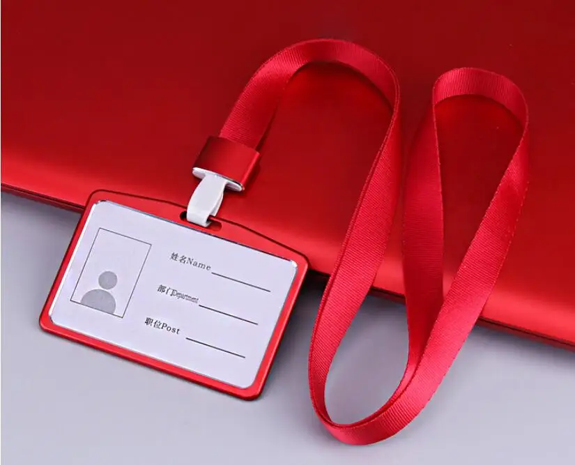 Алюминиевый сплав, имя, деловая работа, идентификация, держатель для карт, студенческий автобус, ID карта, ремешок для id значка, женский, мужской, кредитный держатель для карт s - Цвет: String Red