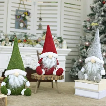 

Cute Christmas Decorations Home Decor Christmas Ornaments Plush Long Hat Forest Man Faceless Doll Gift Figurine Xmas Santa Claus