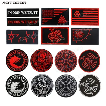 

Tactical Vikings Morale Patch In Odin We Trust Stripes Clothes stickers Emblem Military patches Appliques badges