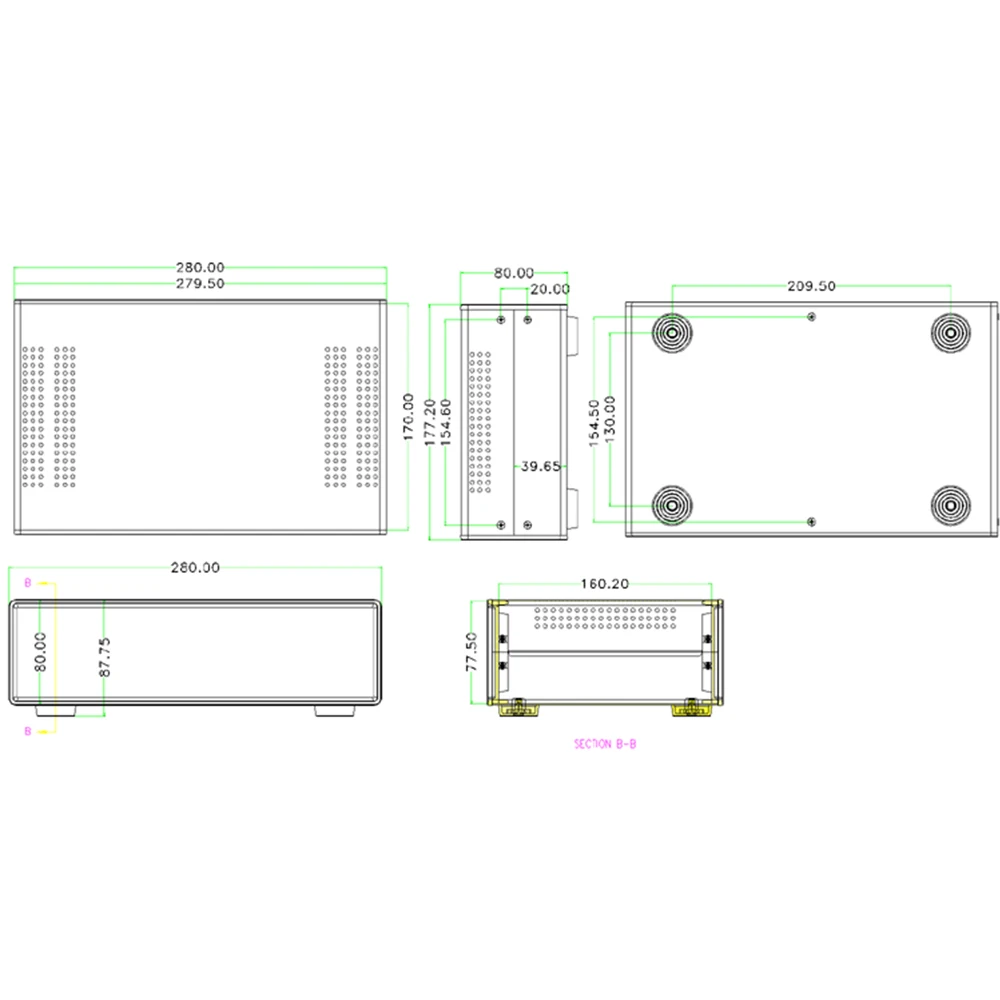 금속 인클로저 프로젝트 DIY 악기 케이스 전기 하우징 모니터 섀시 PCB 스위치 철 ABS 플레이트 스틸 박스 BDA40004-W140
