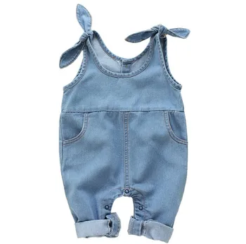 

Newborn Infant Rompers Baby Boy Baby Girl Clothes Denim Romper Jumpsuit Outfit Set Sleeveless Solid Overall Clothes
