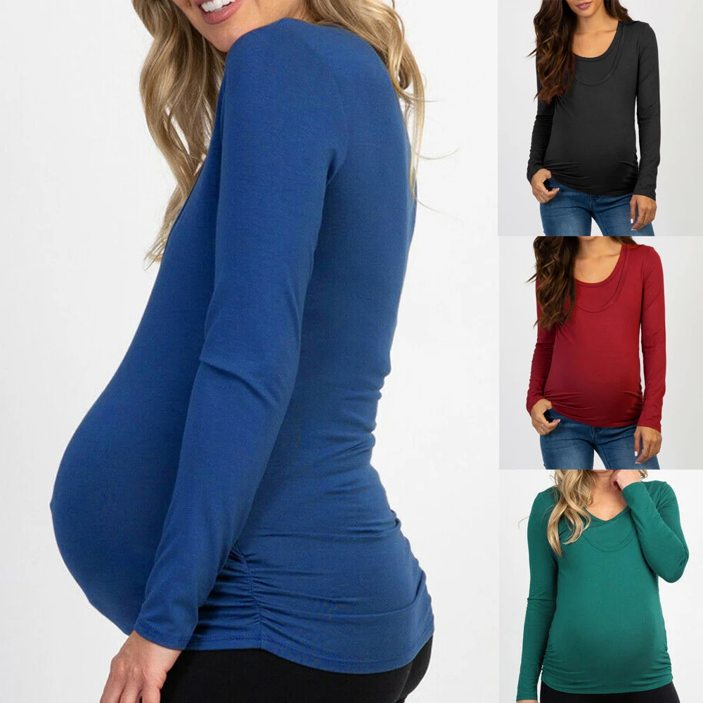Женская одежда для беременных; топы для кормящих; футболка для грудного вскармливания; однотонная блузка