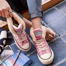 DAHOOD/женские зимние ботинки; коллекция года; модная бархатная Повседневная парусиновая Обувь На Шнуровке; женские короткие ботинки на плоской подошве; Размеры 35-43