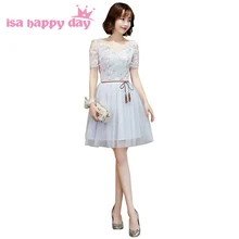 Скромное милое короткое серое выпускное платье для подростков 8 лет нарядное платье для девочек, фатиновое бальное платье для подростков до$50, W4308