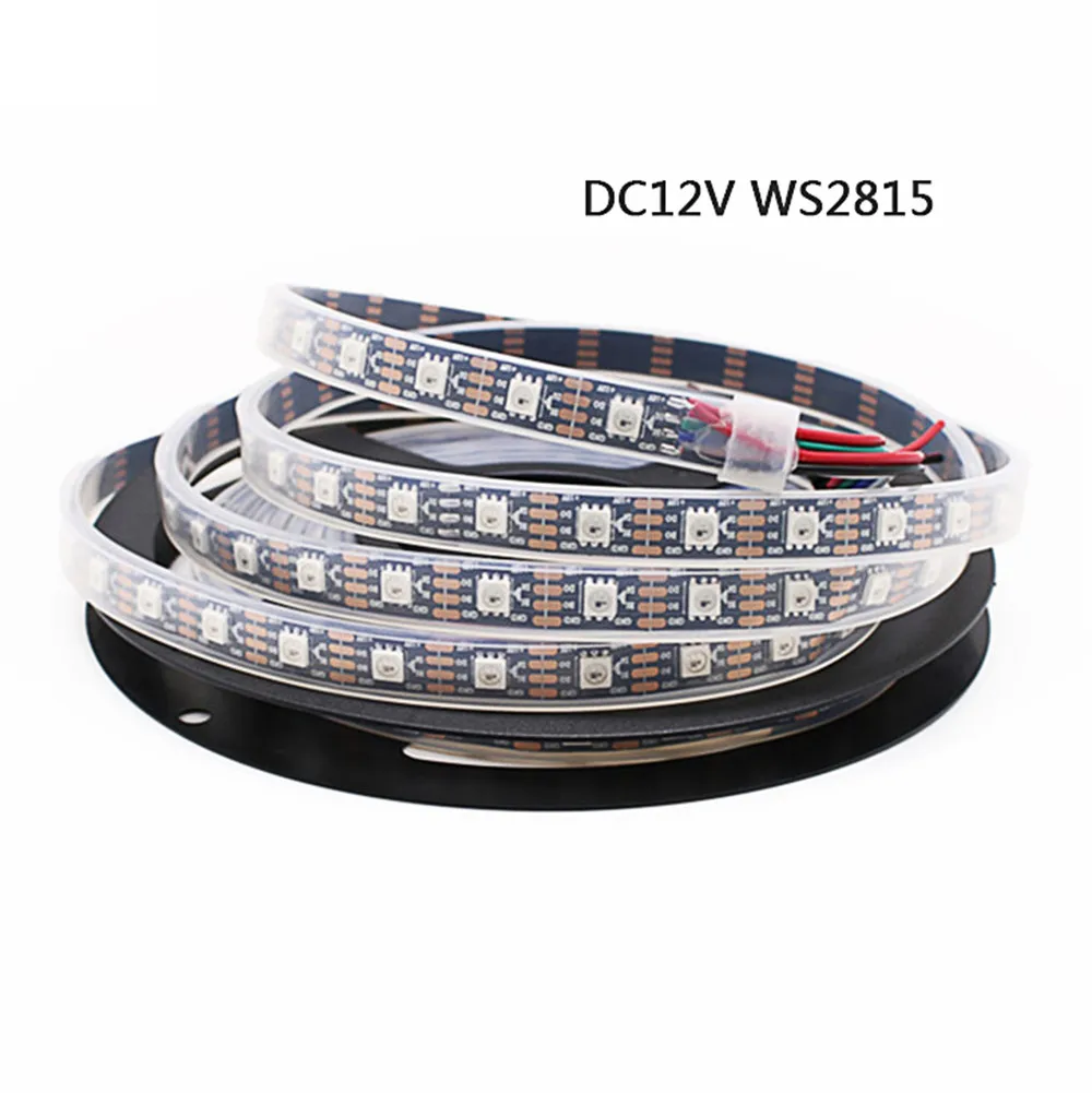 

ws2815 DC12V RGB LED Pixels Strip Light Individually Addressable LED Dual-SignalIP65 IP30 IP67 5m 30LEDS 60leds Pixels Black FPC