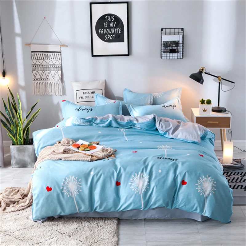 Cartoon Pattern Bedding Set Luxury Vs Secret Pink Bed Sheet Quilt Cover Pillowcase Family Set Soft Breathable Full Size Bed Set