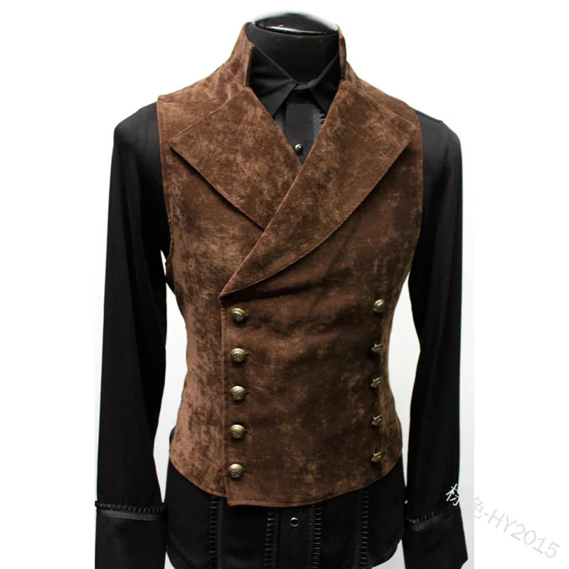 Steampunk-Victorian-Edwardian Brown/Tan Mens Fancy Dress Waistcoat ALL SIZES 