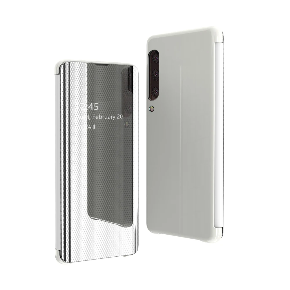 Silver Умный зеркальный чехол с окошком для экрана флип чехол для samsung Galaxy S10 S9 S8 Plus Note 9 8 10 A10 A20 A30 A40 A50 A70 A7 кожаный чехол - Цвет: Silver
