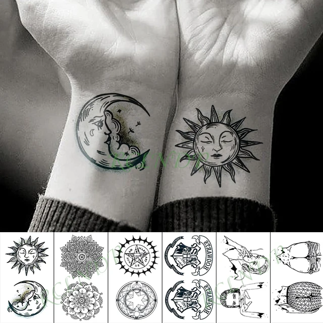 Wasserdicht Temporare Tattoo Aufkleber Mond Sun Star Rauchen Dame Tatto Flash Tatoo Gefalschte Tattoos Fur Kind Manner Frauen Temporary Tattoos Aliexpress