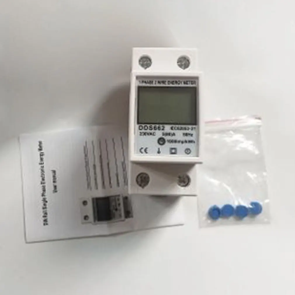 

Backlit Single Phase Two Wire LCD Digital Display Wattmeter Power Consumption Energy Meter kWh AC 230V 50Hz Din Rail