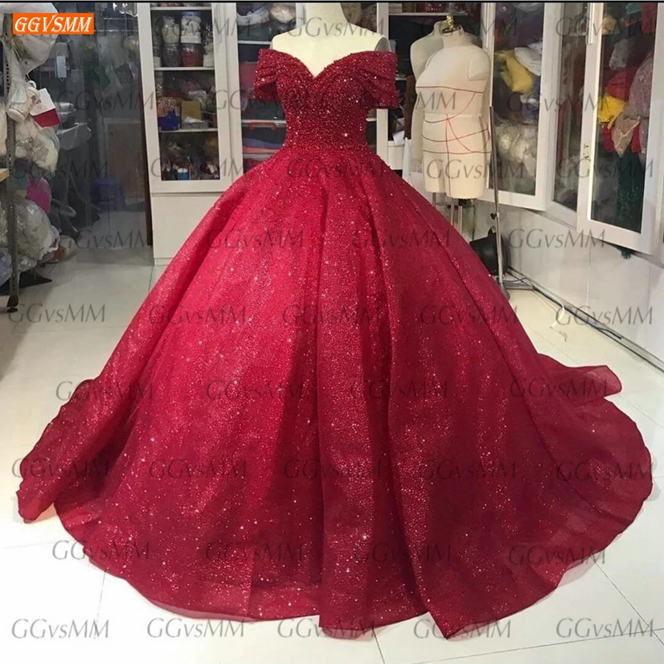 Vestido De novia rojo brillante para mujer, De novia con cuentas y cordones, estilo árabe, a la medida, 2020|Vestidos de novia| - AliExpress