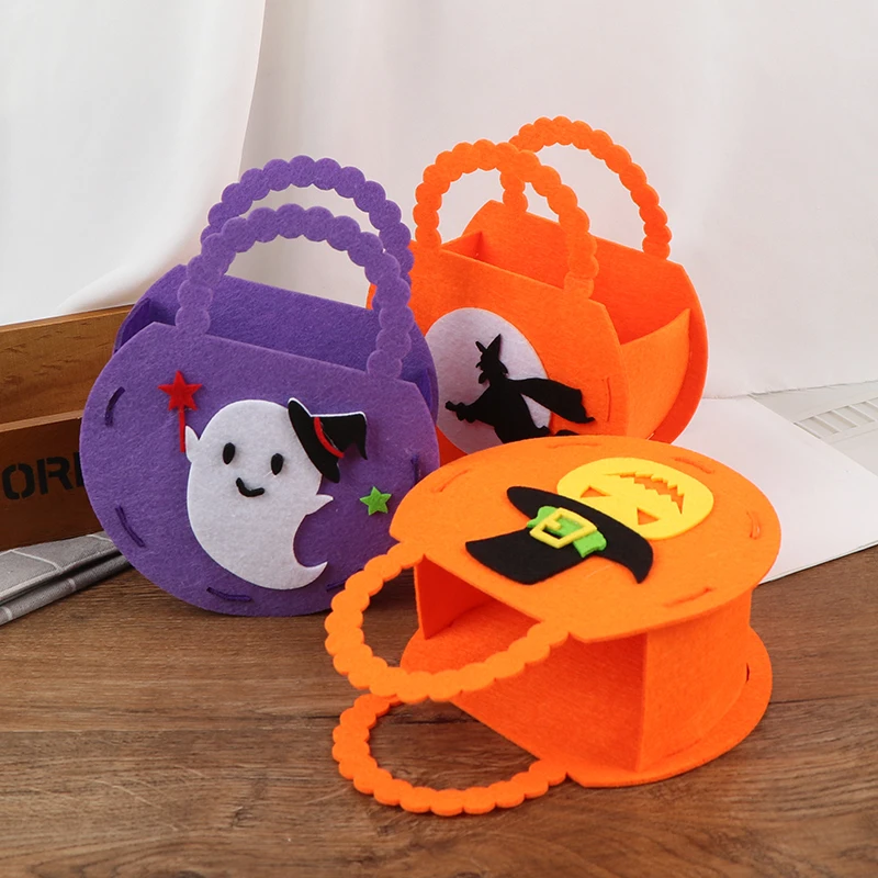 

NEW Halloween Pumpkin Bags Trick-or-Treat Candy Bags Party Gift Boxes Non-woven Small Ghost Cat Pattern Bag Kids Gift Toys