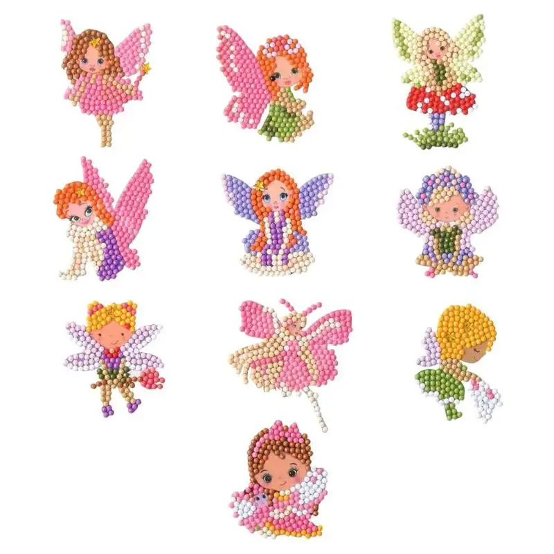 Round-Diamond-Painting-Stickers-Children-DIY-Full-Drills-Cartoon-Elf-Girl-Fairy-Stickers-Gifts-Kit-Decorative