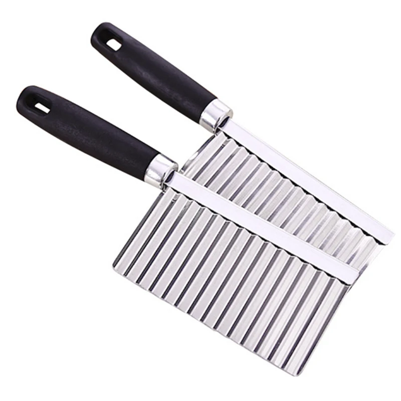 1PCS Potato French Fry Cutter Stainless Steel Kitchen Accessories Wave Knife Chopper Serrated Blade Carrot Slicer