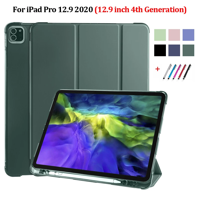 Трехслойный смарт чехол для iPad 12 9 кожаный флип 4 го поколения планшет Pro 2020 с