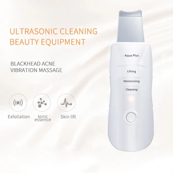 

ultrasonic skin scrubber EMS face lifting blackhead removal pores clean skin peeling acne removal instrument galvanic Ion +/-