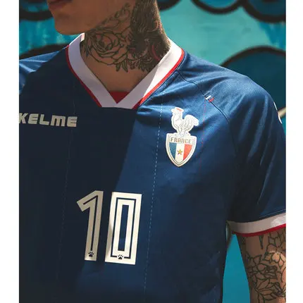 KELME Франция Home Away Футбол Культурный рубашка 3781001 - Цвет: DarkBlue(no number)