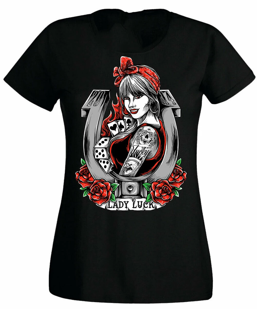Camiseta de la suerte señora juego Pinup казино tarjetas poquer Ace Spades mujeres señoras Envio gratis camiseta | Мужская