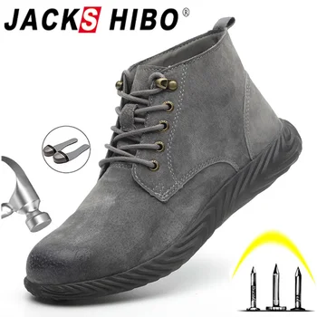 

JACKSHIBO Winter Safety Work Boots For Men Anti-smashing Steel Toe Safety Ankle Boots Shoes Indestructible Work Shoes Boots