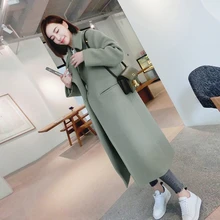 Пальто женское Шерстяное Пальто Зимняя мода Новая повседневная Корейская версия приталенное длинное пальто с длинным рукавом Женские пальто размера плюс 3XL