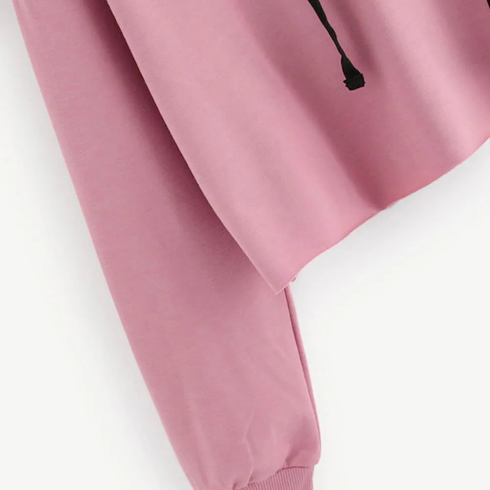 JAYCOSIN Fashion Women Casual Simple Sweatshirt Letter Long Sleeve Comfortable Popular Solid Color Soft Sweatshirt Blouse Tops