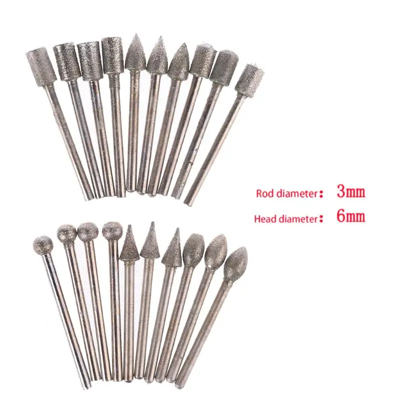 

20Pcs/Set 6X3mm Diamond Rotary Tool Diamond Burs Abrasive Grinding Head Diamond Bits