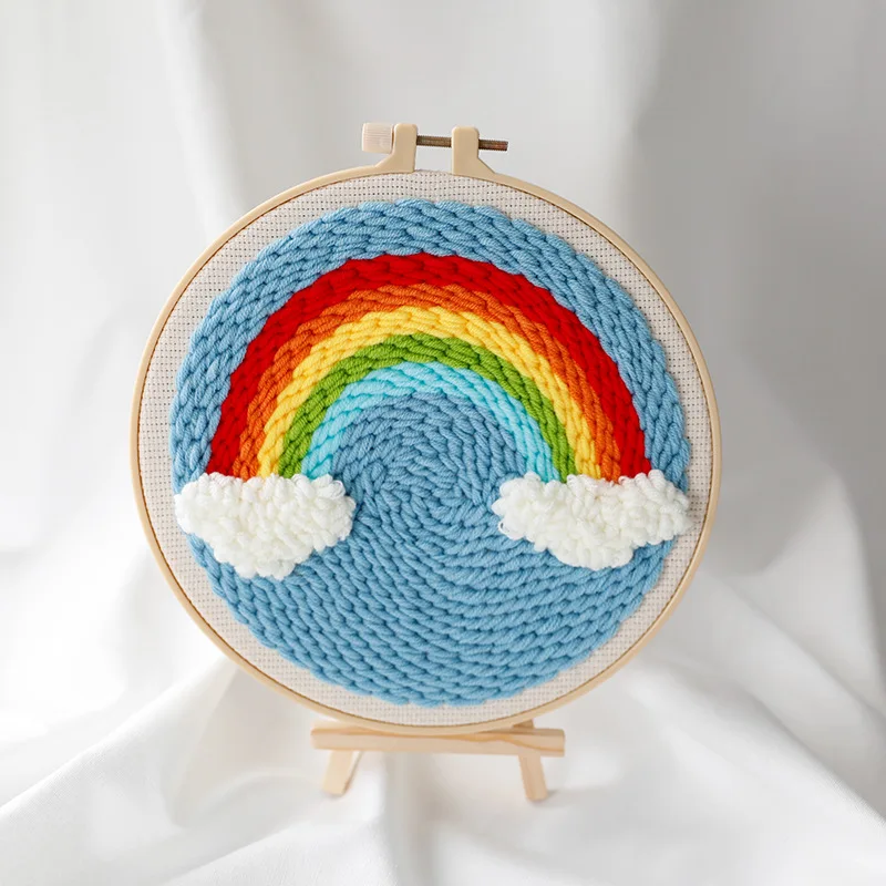DIY Embroidery Kits Rainbow Pattern Cross Stitch Punch Needle Tufting Craft  Set For Beginner Adults Kids Gift Home Decoration - AliExpress