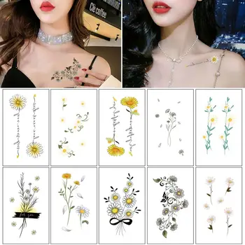 

Temporary Tattoo Stickers Sexy Hand Clavicle Waterproof Sticker Body Art Decorations Flowers Patterns Fake Tattoos for Man Girls