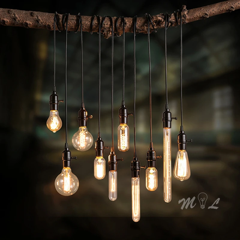 colgantes industriales Retro Loft, lámparas colgantes para Bar, cafetería, restaurante, luminaria de suspensión E27, accesorios de iluminación de 120cm largo|Luces colgantes| - AliExpress